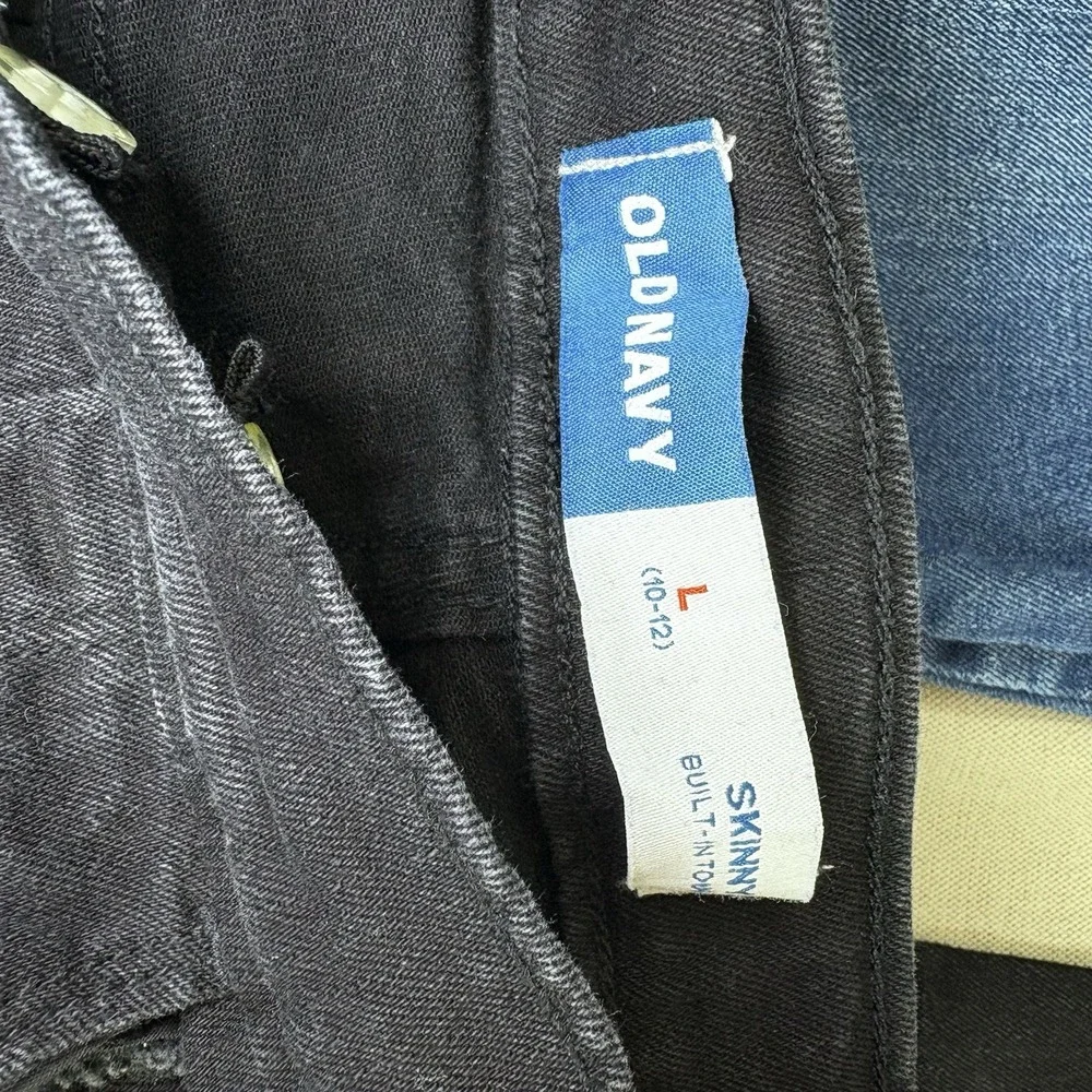 GIRLS JEANS Size 10/12‎ Old Navy Pull On Medium Blue /Black Skinny Lot Of 2